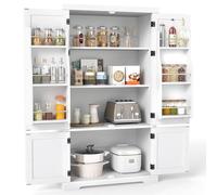 COSTWAY Armoire Cuisine Rangement 4 Portes, Buffet Cuisine Haut, 6 Étagères sur Portes, Étagères Réglables en 5 Positions, Meuble de Rangement, Vaisselier, pour Salle à Manger, Salon, Salle de Bain