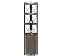 COSTWAY Armoire d'angle à 6 étages, étagère de rangement de style industriel avec armoire à portes, bibliothèque avec 4 étagères ouvertes et armoire à 2 étages