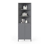 COSTWAY Armoire d'angle pour Salle de Bain, Meuble de Rangement avec Placard Étagère Réglable, 3 Compartiments Ouverts, Armoire Haute pour Salle à Manger, Salon, Cuisine, 32 x 58 x 172,5 cm (Gris)