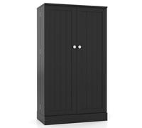 COSTWAY Armoire de Cuisine 2 Portes avec 16 Étagères, Meuble Cuisine Rangement avec Dispositif Anti-Renversement, Buffet pour Salle à Manger, Salon, Noir