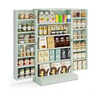 COSTWAY Armoire de Cuisine 2 Portes avec 16 Étagères, Meuble Cuisine Rangement avec Dispositif Anti-Renversement, Buffet pour Salle à Manger, Salon, Noir (59 x 30 x 104 cm,Vert)