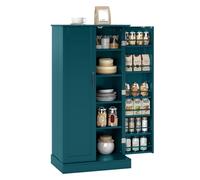 COSTWAY Armoire de Cuisine 2 Portes avec 16 Étagères, Meuble Cuisine Rangement, Buffet Salon, Vaisselier, Étagères Réglables, Garde-Manger (60 x 40 x 120 cm,Bleu Canard)