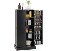 COSTWAY Armoire de cuisine de 120,5 cm de haut, armoire buffet indépendante, sideboard avec 2 portes et protection anti-basculement, armoire à provisions moderne noire