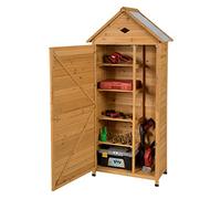 COSTWAY Armoire de Jardin Bois 5 Etagères, Abris de Jardin Bois Verrouillable en Bois de Sapin pour Outils de Jardin avec Etagères,Toit en Tôle Galvanisée pour Maison, Jardin, Cour