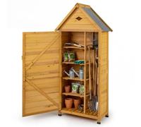 COSTWAY Armoire de Jardin Bois, Abri de Jardin Bois Extérieure avec Porte Verrouillable, Plancher, 4 Étagères Amovibles, Ventilation, Toit en Pente, pour Terrasse, Jardin, Balcon