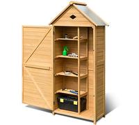 COSTWAY Armoire de Jardin Bois, Abris de Jardin Bois de Sapin, 2 Portes Verrouillables, 4 Etagères, Toit Pente Galvanisé, Trou de Ventilation, Cabanon Jardin Exterieur Bois
