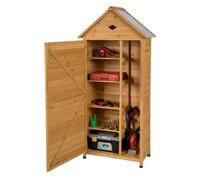 COSTWAY Armoire de Jardin en Bois de Sapin,2 Portes Verrouillables 5 Etagères,Toit Imperméable, Remise pour Outils,70 x 45 x 160 CM
