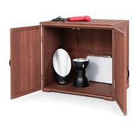 COSTWAY Armoire de Jardin en Bois de Sapin Massif Extérieur Double Porte, Organisateur d’Outils avec Poignées Pratiques Charge 90KG, Amplement d’Espace pour Jardin Patio Cour, Marron