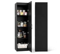 COSTWAY Armoire de Rangement 150 CM, Colonne Salle de Bain 1 Porte, 4 Étagères, Meuble Colonne Rangement pour Chambre, Buanderie, Placard pour Vetement (Noir)