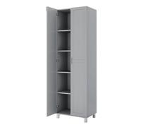 COSTWAY Armoire de Rangement 187 cm, Armoire Chambre 2 Portes, Étagère Réglable, Pieds en Métal, Dispositif Anti-Basculement, Meuble Rangement pour Cuisine, Dressing, Vêtement, 60x39x187cm (Gris)