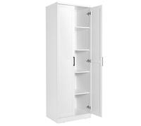 COSTWAY Armoire de Rangement, Armoire Chambre 2 Portes et 4 Étagères, Poignée en Métal, Armoire Multifonctionnelle, Blanc, 59 x 43,5 x 178cm (Blanc)