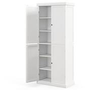 COSTWAY Armoire de Rangement, Armoire Chambre 4 Portes et 5 Étagères, Poignée Ronde, Meuble de Rangement Multifonctionnel, Blanche, 76 x 40 x 184,5 cm (Blanc)