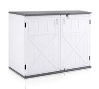 COSTWAY Armoire de Rangement en HDPE Extérieur, Organisateur d’Outils avec Étagère Réglable sur 3 Niveaux Couvercle Portes Verrouillables, Abri de Stockage pour Jardin Patio Cour, Blanc+Gris
