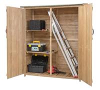 Costway Armoire De Rangement Extérieur Jardin En Bois De Sapin,Toit Incliné En Asphalte,2 Etagères Amovibles 140 X 50 X 162 Cm Multicolore