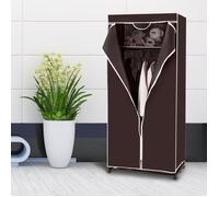 COSTWAY Armoire de Rangement Penderie de Vêtement Tissu 75 x 50 x 170 cm 2Etagères avec Housse intissé, Café