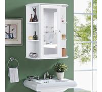 COSTWAY Armoire de salle de bain avec miroir, armoire à glace pour la salle de bain, armoire à pharmacie avec étagères, armoire suspendue pour la salle de bain, armoire murale avec miroir de salle de