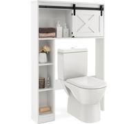 COSTWAY Armoire de toilette avec porte coulissante, Étagère de toilette en bois, Étagère de salle de bain Organisateur de salle de bain indépendant, Armoire de surélévation Étagère de machine à laver,