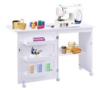COSTWAY Armoire Machine à Coudre Pliable Table pour Machine à Coudre avec 3 Etagères 117 x 40 x 77cm, Blanc