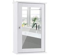 COSTWAY Armoire Murale Salle de Bain, Placard de Rangement Toilettes, avec Miroir, Meuble de Rangement avec Étagères à Hauteur Réglable, 34 x 15 x 53 cm, Blanc