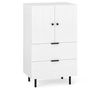 COSTWAY Armoire Rangement avec Tiroirs, Buffet Salon 2 Portes, Pieds en Métal, Petite Meuble Rangement pour Chambre, Salon, Cuisine (Blanc)
