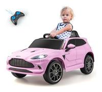 COSTWAY Aston Martin Voiture Électrique 12V/4,5 Ah pour Enfants 3-8 Ans,Télécommande 2.4G, 2 Moteur, LED, USB, Radio, Klaxon, Rose