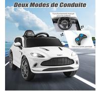 Voiture Électrique Pour Enfants - Costway - Aston Martin - Télécommande 2.4g - Led - Usb - Radio - Blanc