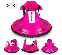 COSTWAY Auto Tamponneuse Electrique 360° 6V pour Enfants - Télécommande 2.4G - Contours Anti-Chocs, 2 Moteur 3-8 Ans Rose