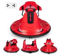 COSTWAY Auto Tamponneuse Electrique 360° 6V pour Enfants - Télécommande 2.4G - Contours Anti-Chocs, 2 Moteur 3-8 Ans Rouge