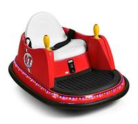 COSTWAY Auto Tamponneuse Électrique 6V pour Enfants 2-5 Ans, Voiture Auto Tamponnante Tournante 360° avec Lumières Clignotantes Colorées, Musique, Manette et Télécommande, 57 x 75 x 42 cm (Rouge)