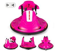 COSTWAY Auto-Tamponneuse Electrique Enfants avec Télécommande 2.4G,Voiture Tournante Bébé 360°avec Lumières LED Colorées, Vitesse 3-6 Km/H, Contours Anti-Chocs pour 3-8 Ans (Rose)