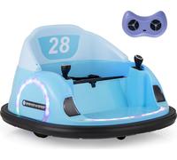 COSTWAY Autoscooter Enfants, Bumper Car électrique avec LEDs clignotantes, télécommande, musique & rotation 360° Trottinette pour enfants de 18 mois et plus Bleu