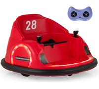 COSTWAY Autoscooter Enfants, Bumper Car électrique avec LEDs clignotantes, télécommande, musique & rotation 360° Trottinette pour enfants de 18 mois et plus Rouge