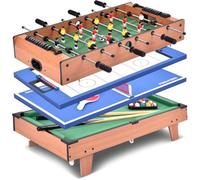 COSTWAY Baby-foot 4 en 1 : Football, Tennis de Table, Hockey, Billard Table Multi-Jeux Gain de Place 81,5 x 43 x 24 cm