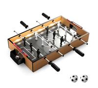 COSTWAY Baby-Foot en Bois avec 12 Joueurs & Lumière LED, Table de Jeu avec Poignée Antidérapante & 2 Ballons, Marqueur Manuel, Jouets pour Fête & Bar pour Enfants & Adultes, 51 x 30,5 x 8 cm