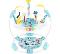 COSTWAY Baby Ocean Jumperoo, trotteur avec hauteurs réglables, jouets, boîte à musique & siège pivotant à 360°, pour bébé de 6 mois à 12 kg Bleu