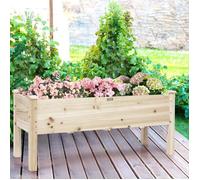 Costway Bac À Fleurs Rectangulaire En Bois 119x43,5x51cm Carré Potager Surélevé Avec 5 Trous De Drainage Pour Légumes Herbes Fleurs Multicolore