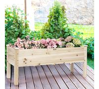 COSTWAY Bac à plantes surélevé Bac à plantes pouvant supporter jusqu'à 100kg, bac à fleurs Bac à herbes aromatiques en bois de sapin, bac à plantes Bac de culture au jardin 120x43,5x51cm