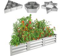COSTWAY Bac à plantes surélevé en métal galvanisé, 6 pièces, bac à plantes triangulaire pour le jardin, bac à plantes précoce avec 1 paire de gants, pour légumes fleurs herbes aromatiques, bac à fleur