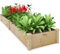 COSTWAY Bac de jardin surélevé en bois, 240 x 60 x 25 cm, bac de plantation pour légumes, fleurs, herbes aromatiques, fruits, bac à fleurs Bac de plantation d'herbes aromatiques Bac de plantation pour