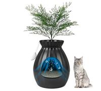 COSTWAY Bac Litiere pour Chat XXL avec Désodorisation Ionique, Grande Caisse Chat Litiere 63L avec Plante Artificielle Verte, Galets, Rideau, Pelle à Litière, Maison de Toilette pour Chaton (Noir)
