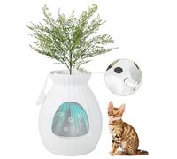 COSTWAY Bac Litiere pour Chat XXL avec Désodorisation Ionique, Grande Caisse Chat Litiere 63L avec Plante Artificielle Verte, Galets, Rideau, Pelle à Litière, Maison de Toilette pour Chaton (Blanc)