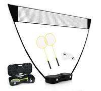 COSTWAY Badminton Set Complet Portable 270 x 160 cm, Kit Badminton avec Filet en PE 2 Raquettes et 2 Volants Boîte de Rangement, Jeu d'Extérieur pour Plage Jardin Cour (Noir)