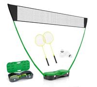 COSTWAY Badminton Set Complet Portable 270 x 160 cm, Kit Badminton avec Filet en PE 2 Raquettes et 2 Volants Boîte de Rangement, Jeu d'Extérieur pour Plage Jardin Cour (Vert)
