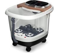 COSTWAY Bain de pieds Masseur à roulettes, Bain de pieds électrique Chauffage Massage douche, Shiatsu Massage des pieds Spa 10-60min Minuterie / 35-48℃ / 500W (Marron)