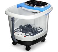 COSTWAY Bain de pieds Masseur à roulettes, Bain de pieds électrique Chauffant et douche massante, Shiatsu Massage des pieds Spa 10-60min Minuteur / 35-48℃ / 500W Bleu