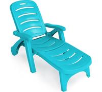 COSTWAY Bain de soleil à roulettes, Chaise longue de jardin transformable, Chaise de jardin, Chaise longue pliante avec dossier réglable en 5 positions, Chaise longue pliante résistante aux intempérie