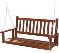 COSTWAY Balancelle de jardin 2 places, banc suspendu en bois massif, balancelle hollywoodienne jusqu'à 230kg 136x67x63cm
