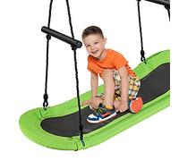 Costway Balançoire de Surf Réglable en Hauteur 100-180CM Structure en Métal avec Poignées pour l'Intérieur et l'Extérieur (Vert)