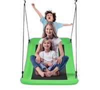 COSTWAY Balançoire Extérieur Rectangulaire 83 x 155 cm, Siege Balançoire pour Enfant et Adulte, avec Cordes de Suspension Réglables Charge Max 150 kg pour Parc, Arbre (Vert)