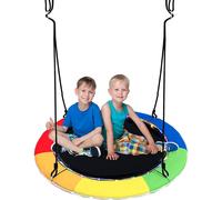 COSTWAY Balançoire nid avec lumières LED multicolores, 8 modes d'éclairage, balançoire pour enfants pouvant supporter jusqu'à 300kg, pour l'extérieur et l'intérieur, à partir de 3 ans, multicolore